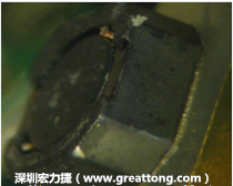 使用银(Ag)镀层的电源电感器(Power Inductors)，经过推力测试后，零件端点上已经看不到任何镀层的痕迹了，所以其耐推力就比较小。