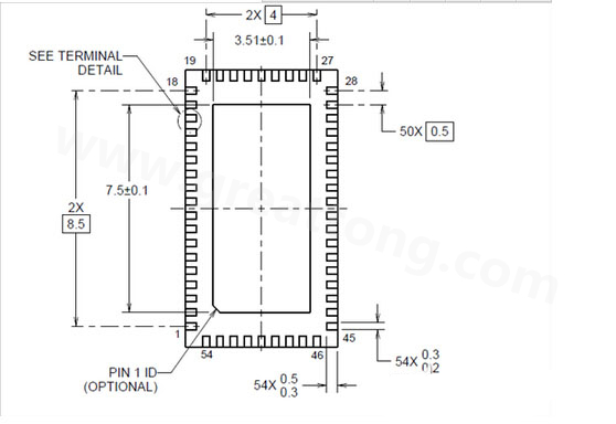 0.5 pitch QFN封装尺寸标注图-深圳宏力捷