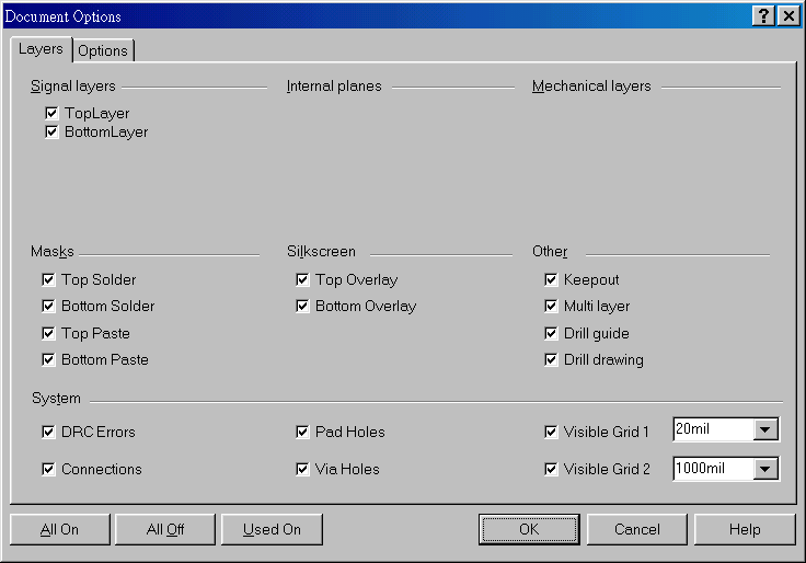 在主功能列，Design >> Option，打开Document Option设置环境