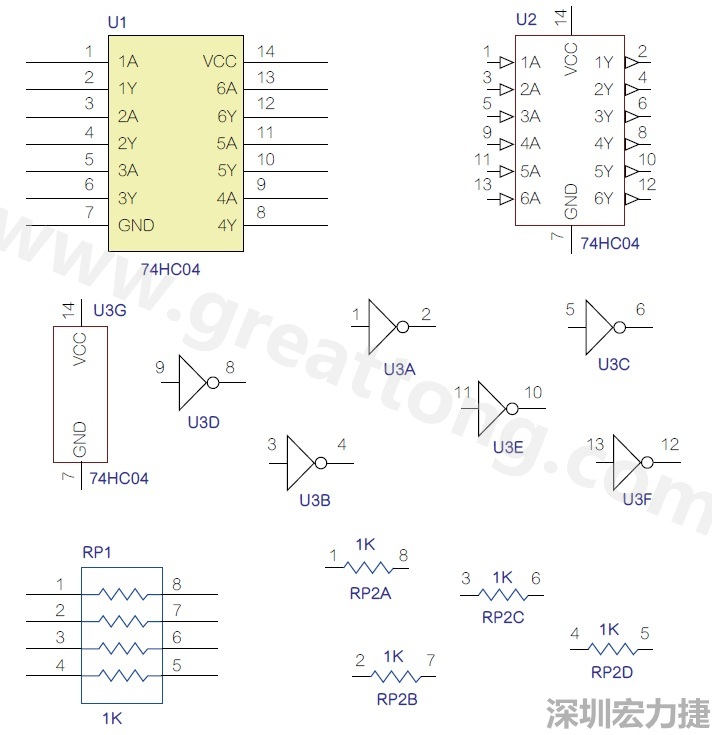 图1 半导体元件供应商所画的电路图符号是模拟元件的接脚图，而非讯号流程。