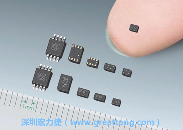 常规IC与WLP制作的封装设计元件，尺寸有极大的差异，WLP仅需晶粒尺寸就有相同的电气特性。