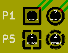 TOP层铺铺的状态，到下方排pad为GND，连接GND Copper zone 都是设定Thermal relief Pad