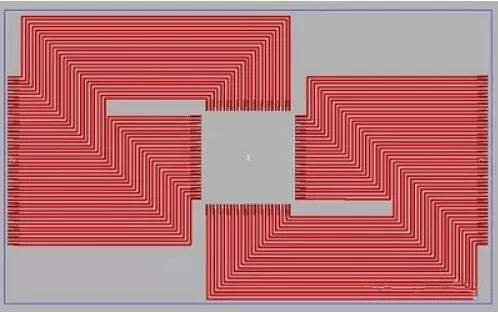 正方形芯片布线：(顶部)正交版图布线要求很大的面积